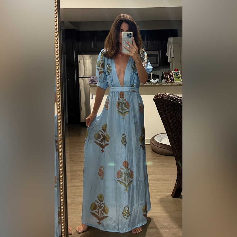 Hannah Surya Silk Habotai Open Back Maxi